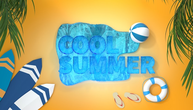 cinema 4d rendering of summer background 