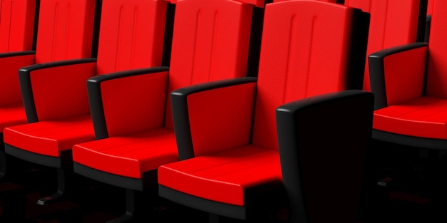 Cinema chairs background perspective view 3d illustration