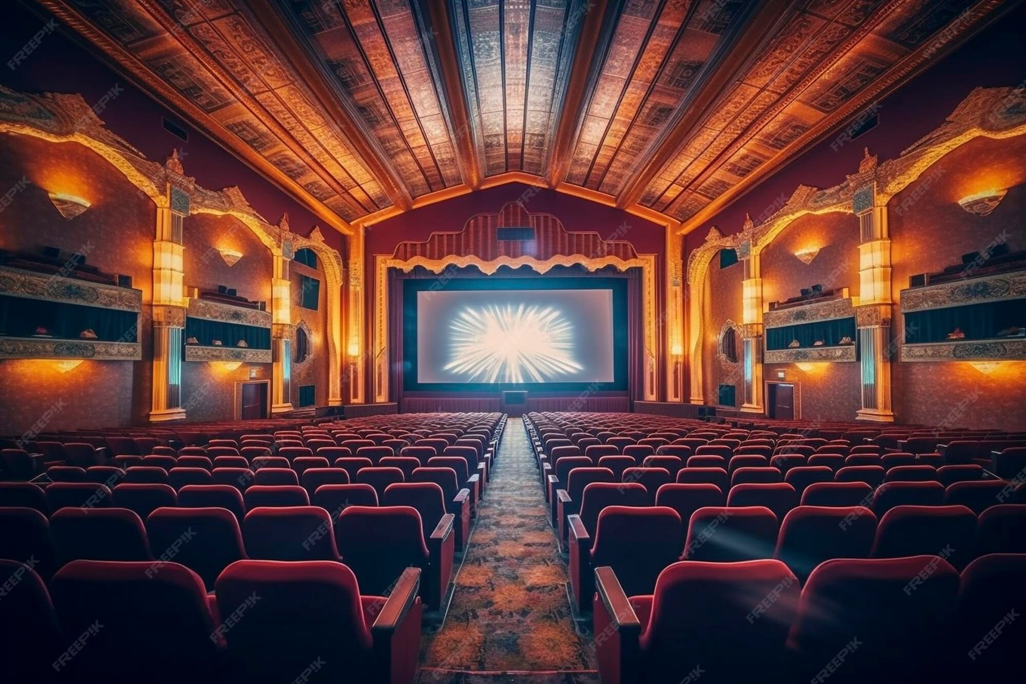 Premium AI Image Cinema Interior With Big Screen Created With premium-ai-image-cinema-interior-with-big-screen-created-with