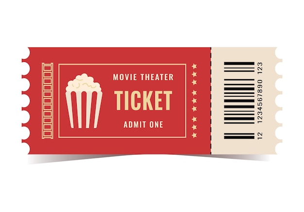 Cinema kaartje geïsoleerd op witte achtergrond Vector