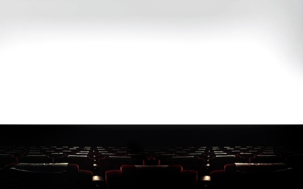 Cinema mockup screen cinema mockup cinema theater mockup cinema
seat in dark light with blank screen at cinema therter for
background