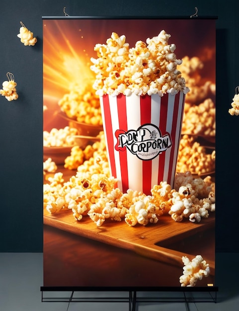 Cinema Popcorn Advertising Poster Film Production Banner Movie Premiere Show Announcement Design