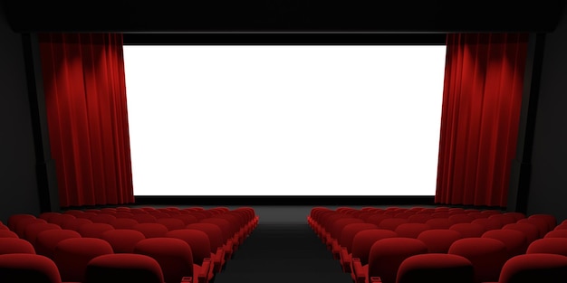 Photo cinema screen 3d rendering cinema mockup screen 3d rendering