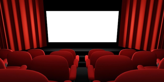 Cinema screen 3D rendering Cinema mockup screen 3D rendering