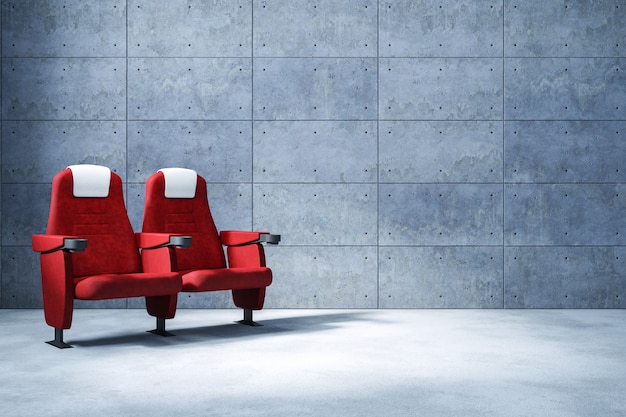 Cinema seat and Copy space , concrete wall  background