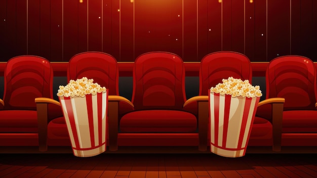 Cinema Seats with Popcorn and Drink