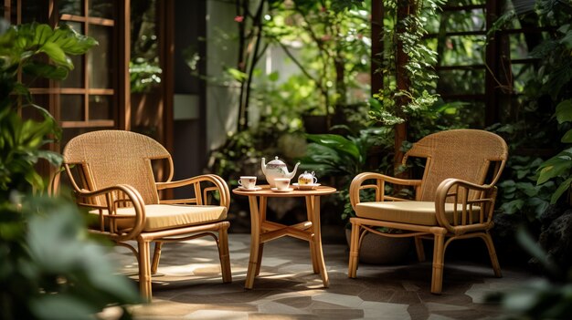 Cinematic capture the tranquil seating atmosphere of a tea shop