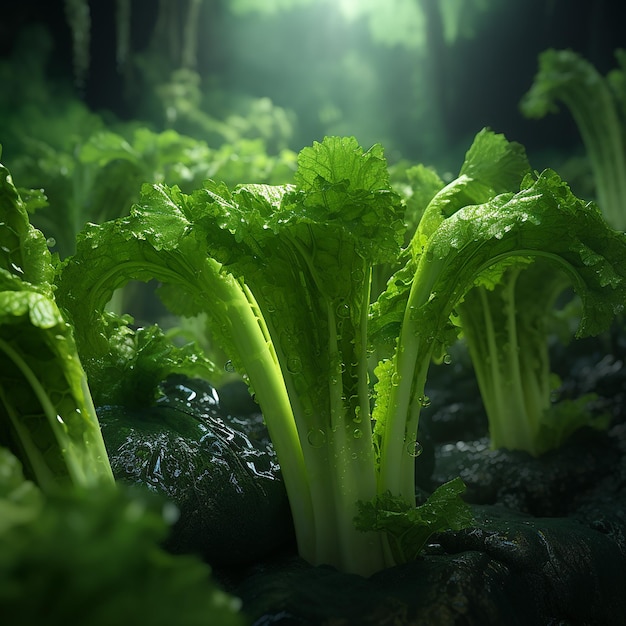 Cinematic Celery Display in Natural Colors