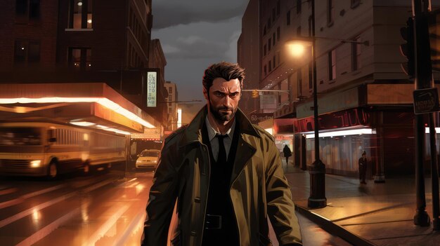 Cinematic Chill An Abstract Journey in Hugh Jackman's Graphic Novel Streetscape