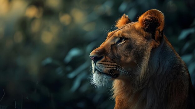 Photo a cinematic and dramatic portrait image for lion