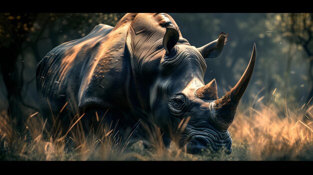 a cinematic and Dramatic portrait image for rhinoceros