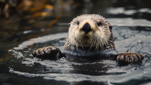 a cinematic and Dramatic portrait image for sea otter