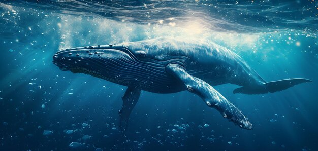 a cinematic and Dramatic portrait image for whale