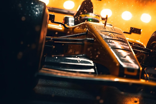 Cinematic formula one car on colorful tonesmovie like scenefast race track conceptpole position