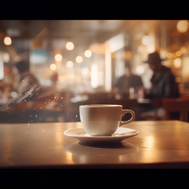Кинематографический HD Hat Blurry Coffee Shop Фон