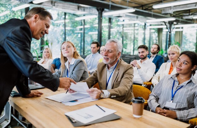 Cinematic image of a conference meeting