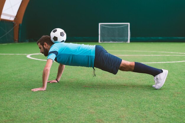 Cinematic image of a soccer freestyle player making tricks with the ball