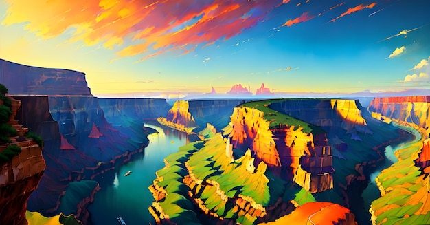 Cinematic landscape with canyon western vintage mountains for tourism banner Generative AI