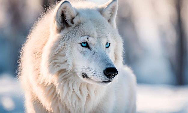 Cinematic photograph of arctic wolf on ice
