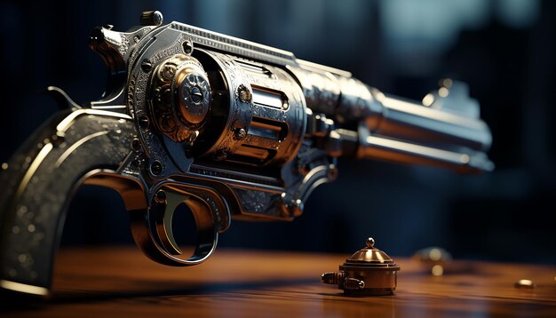 Photo cinematic photography of a gun back in time