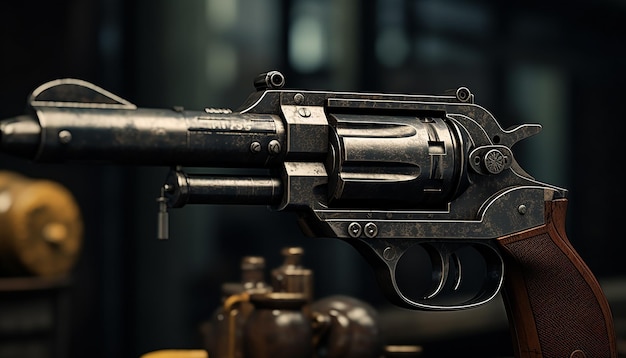 Cinematic photography of a gun back in time