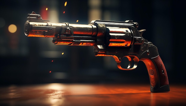 Cinematic photography of a gun back in time