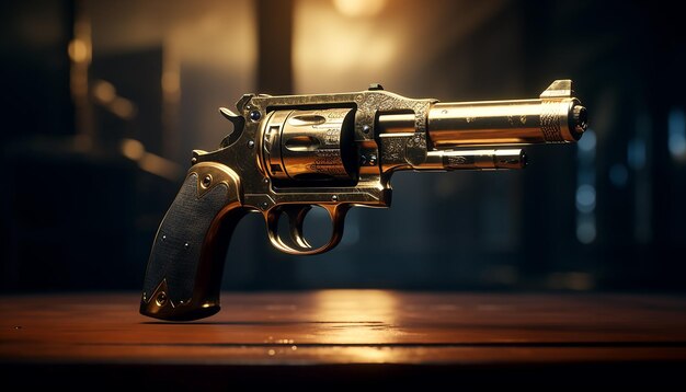 Photo cinematic photography of a gun back in time