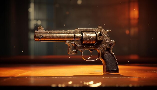 Cinematic photography of a gun back in time