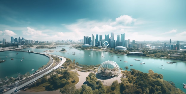 Photo cinematic realistic image of future city