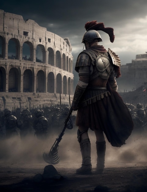 cinematic romans solders in battle background