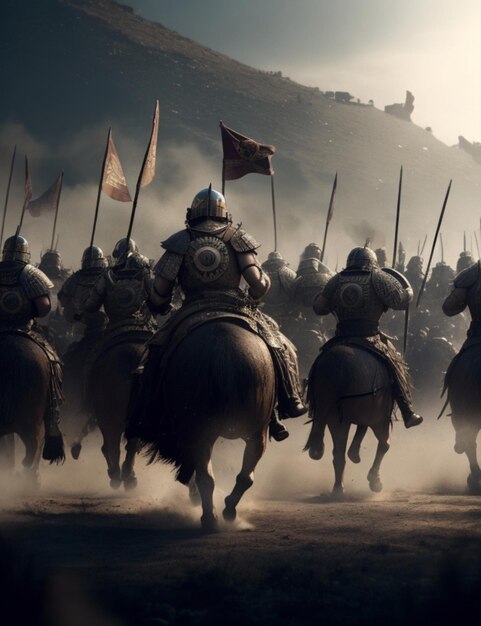 cinematic romans solders in battle background