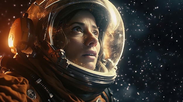 폭발 중에 우주비행사의 영화 장면 미래의 액션 영화 컨셉 탐험