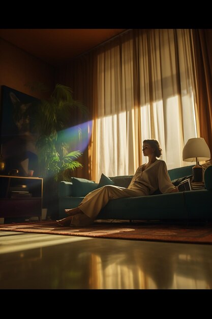 Cinematic scene of a woman on the phone in backlight