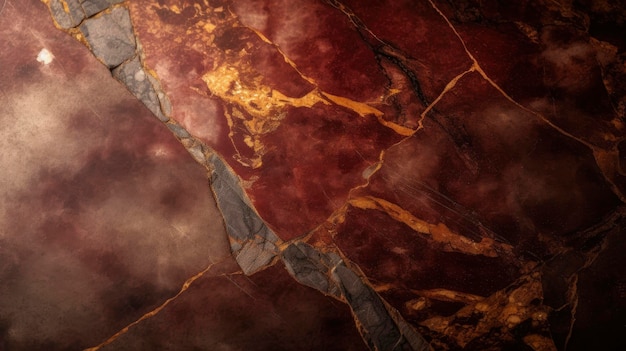 Cinematic Shot of Burgundy and Gold Marble AI Generated Image with Professional Lighting