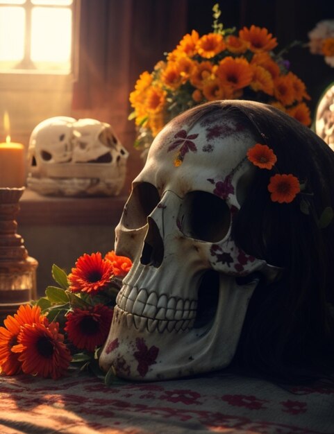 кинематографический солнечный свет череп мертвого мексиканца