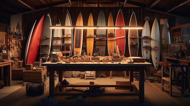 Photo cinematic wave craft the surf shop's tribute to board design and craftsmanship