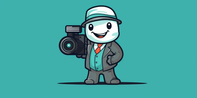 Photo cinematographer mascot for a company logo line art generative ai