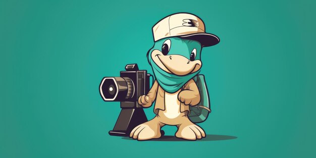 Cinematographer mascot for a company logo line art Generative AI