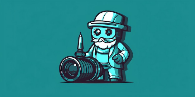 Photo cinematographer mascot for a company logo line art generative ai