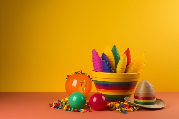 Cinko de mayo mexico celebration background with copy space