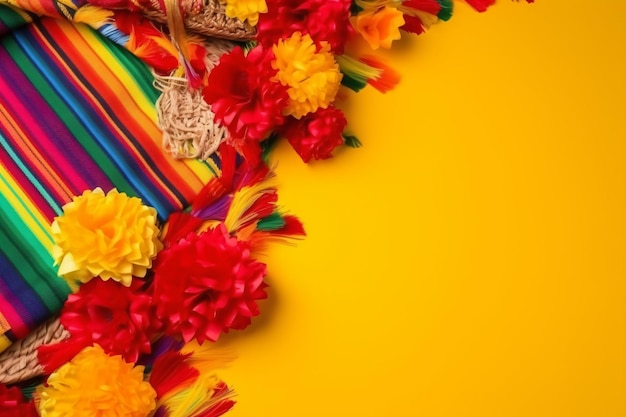Cinko de mayo mexico celebration background with copy space