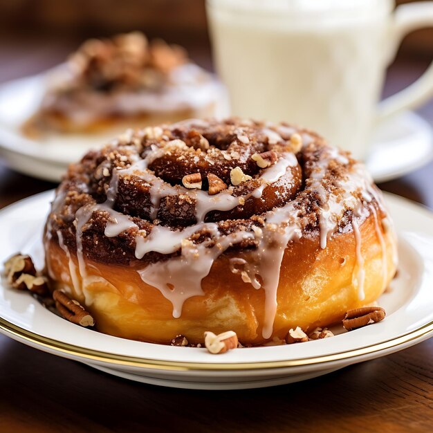 The Cinnamon bun on a plate