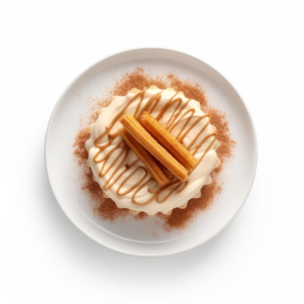 Cinnamon Dessert With Cinnamon Stick A Photorealistic Aerial View
