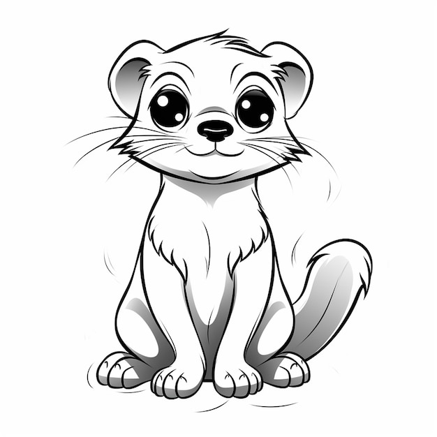 Cinnamon Ferret schattige kunst schattige schattige kleurboek kawaii lijn kunst