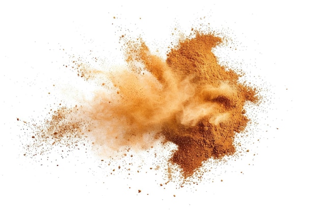 Cinnamon powder or dust on the white