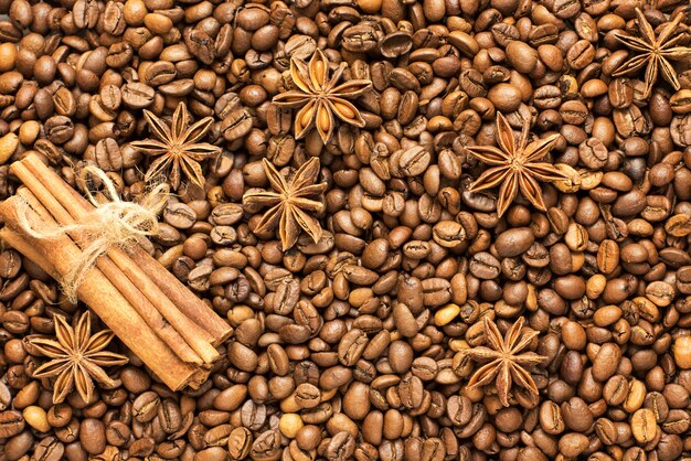 Cinnamon, star anise and coffee beans