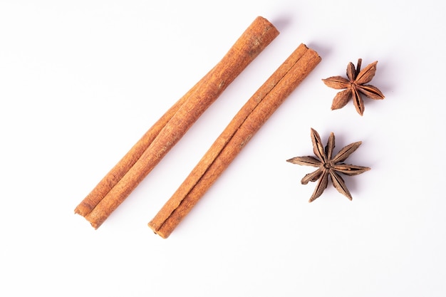 Cinnamon and Star anise reality in isolated with clipping path