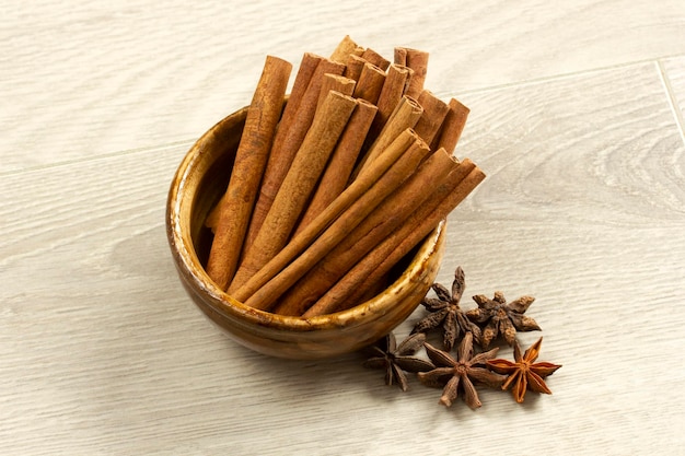 Cinnamon stick and star anise background