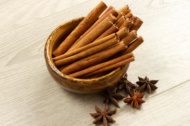 Cinnamon stick and star anise background