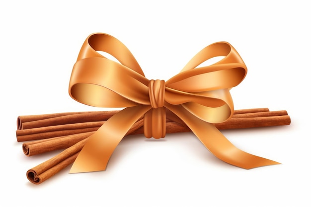 Cinnamon Stick with Ribbon isolated on white cartoon style AI generated